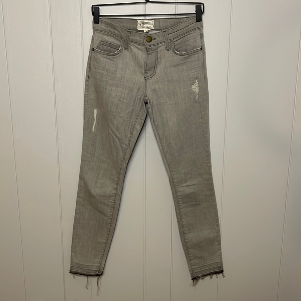 Current/Elliott The Stiletto Frayed Bottom Distressed Jean